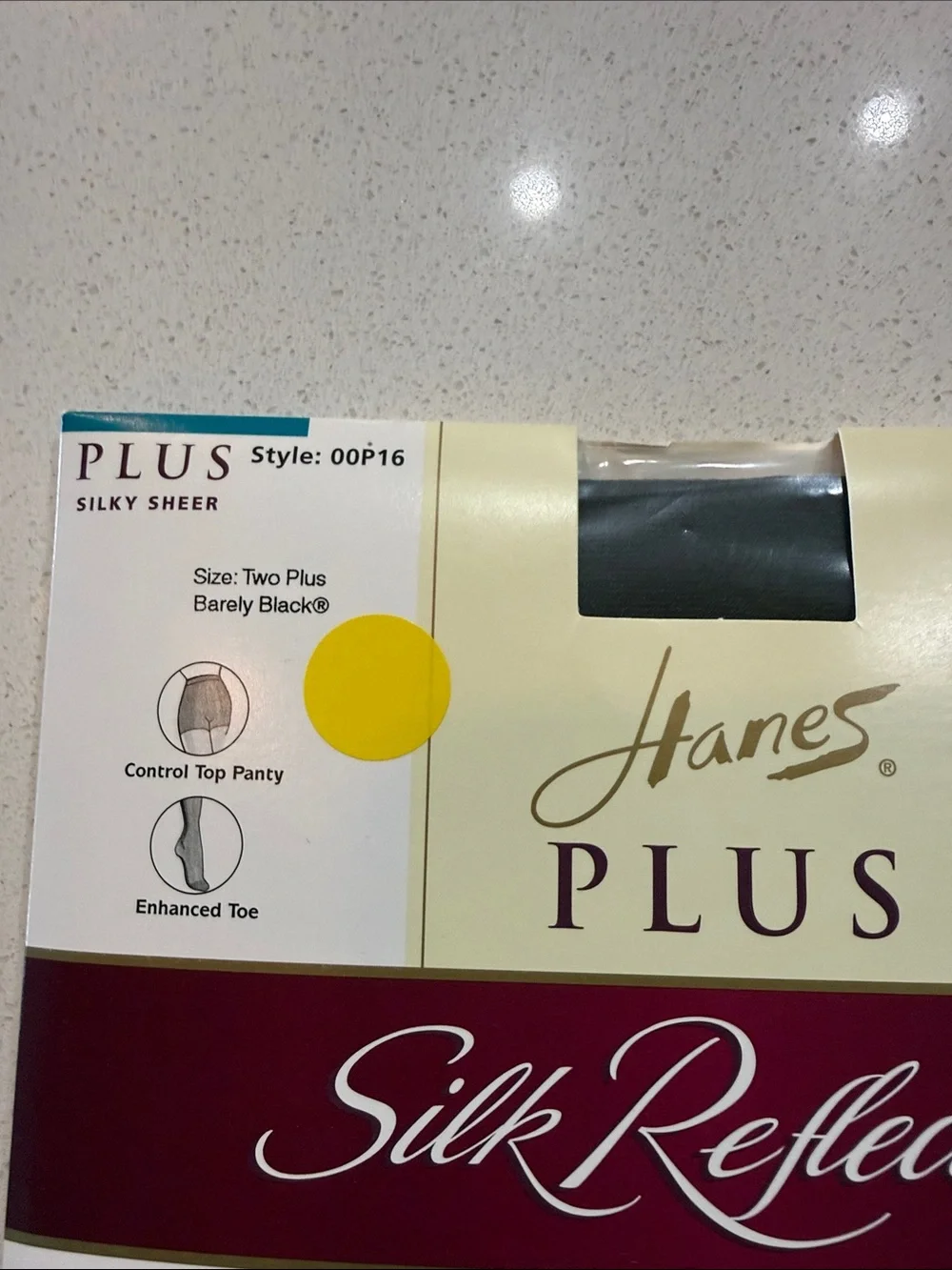 Hanes Plus Silk Reflections SilkySheer Pantyhose-2 Pack Size 2 Plus Barely Black